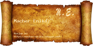 Macher Enikő névjegykártya